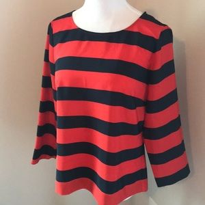 Jcrew Nautical navy and red blouse
